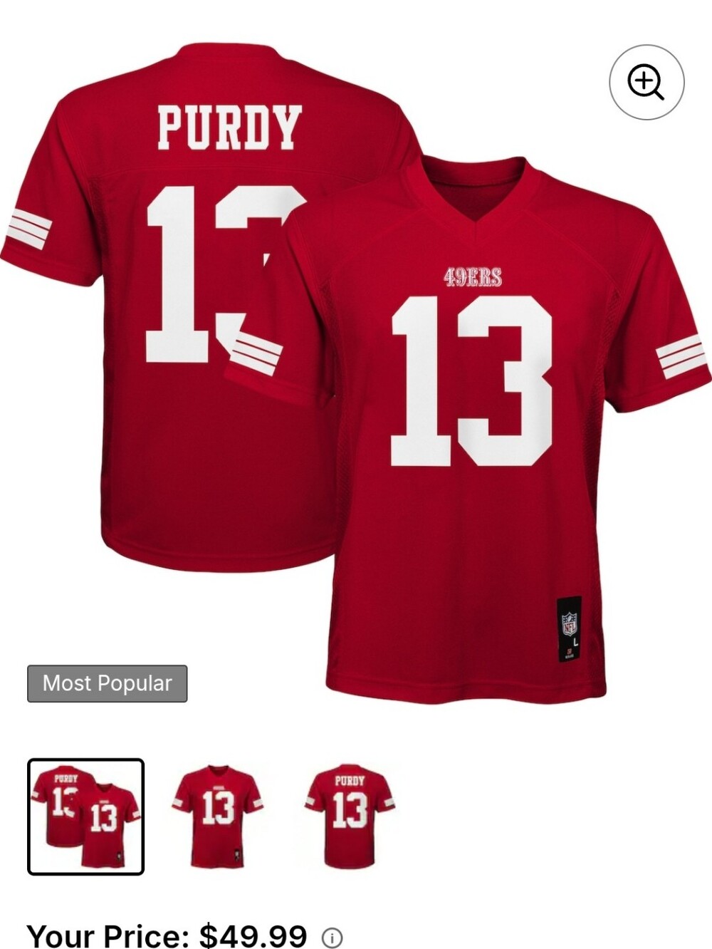 San Francisco 49ers Red Brock Purdy Replica Player Jersey - Kids 5/6